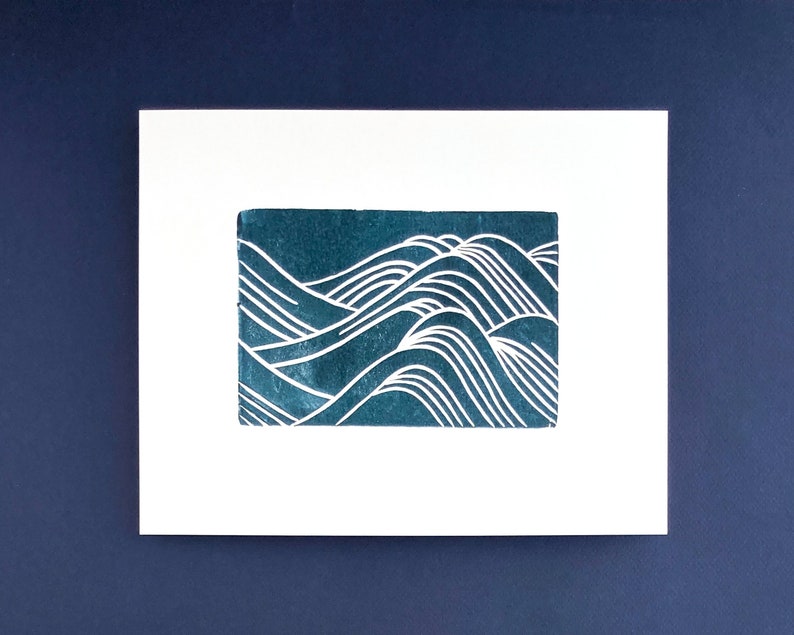 Japanese Waves Original Block Print Water Pattern image 1