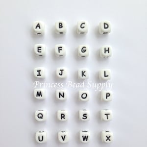 12mm Silicone Alphabet Beads, Silicone Letter Beads, 100% Food Grade Silicone Beads, BPA Free Beads, image 2