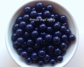 12mm Navy Blue Solid Beads, Set of 20 or 50, 12mm Navy Blue Beads, Navy Blue Chunky Beads,  12mm Mini Chunky Beads,  Chunky Bubble Gum Beads