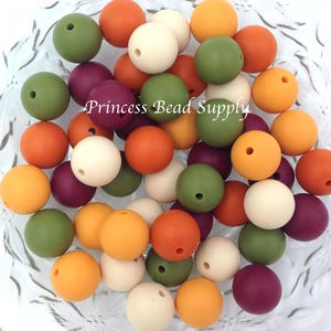 Fall Silicone Bead Mix--Beige, Green, Wine & Pumpkin,  Bulk Silicone Beads, Wholesale Silicone Beads, Silicone Beads