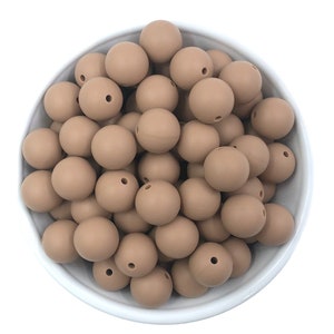 9mm Latte Brown Silicone Beads