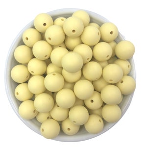 15mm Butter Yellow Silicone Beads