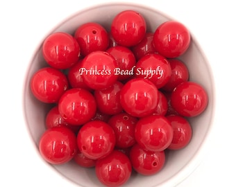 20mm Red Solid Chunky Beads Set of 10,  Bubble Gum Beads, Gumball Beads, Acrylic Beads