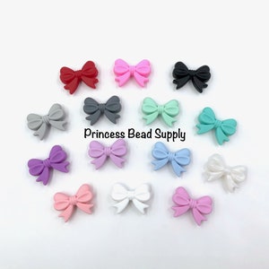 Silicone Bow Focal Beads, Bow Beads, Shaped Silicone Beads, Silicone Beads, Wholesale Silicone Beads image 1