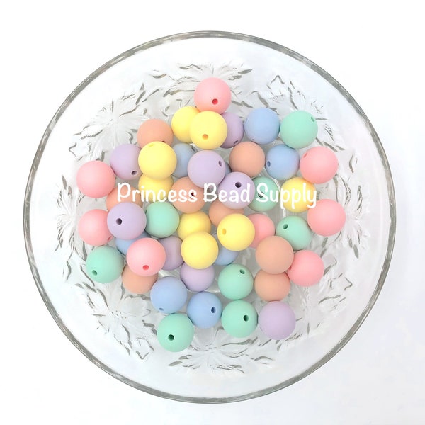 50 or 100 BULK Round Silicone Beads, Pastel Mix Silicone Beads, Wholesale Silicone Beads, Silicone Beads, SBM50