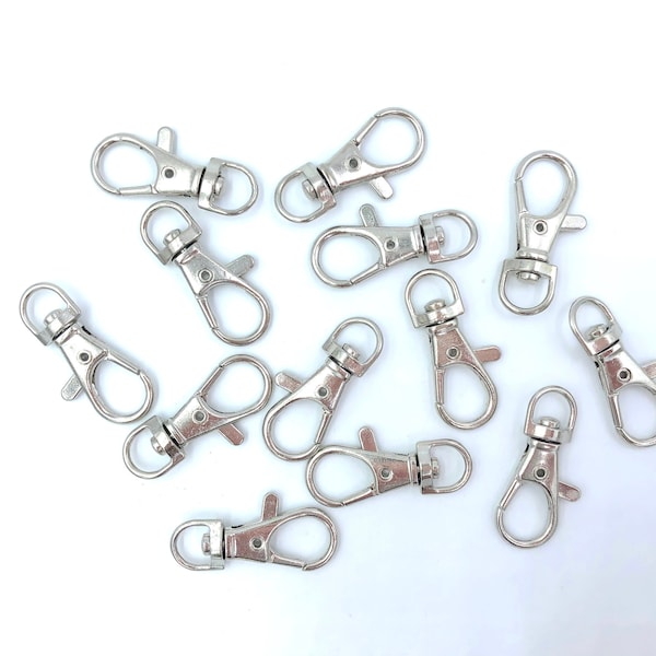 Set of 4 Silver Lanyard Clips, Lanyard Lobster Clasps, Lanyard Clasps,