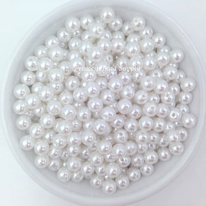 8mm White Pearl Beads, Set of 100 8mm White Pearls, 8mm White Pearls, 8mm Spacer Beads, Chunky  Beads