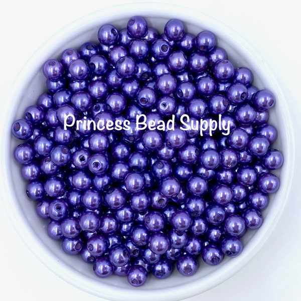 8mm Purple Pearl Beads, 8mm Pearls,  8mm Faux Purple Pearls, 8mm Purple Pearls, 8mm Beads, Small Beads, Mini Beads, Acrylic Beads,