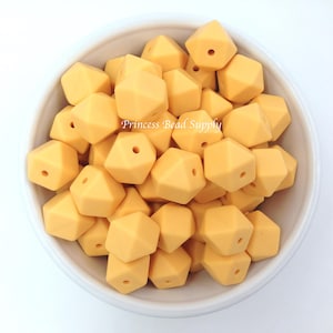 14mm Golden Yellow Mini Hexagon Silicone Beads, Mini Hexagon Silicone Beads,   Silicone Beads, ,