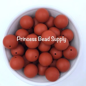 19mm Rust Silicone Beads, Set of 5 or 10,   Silicone Beads,  Beads, , Silicone Loose Beads,