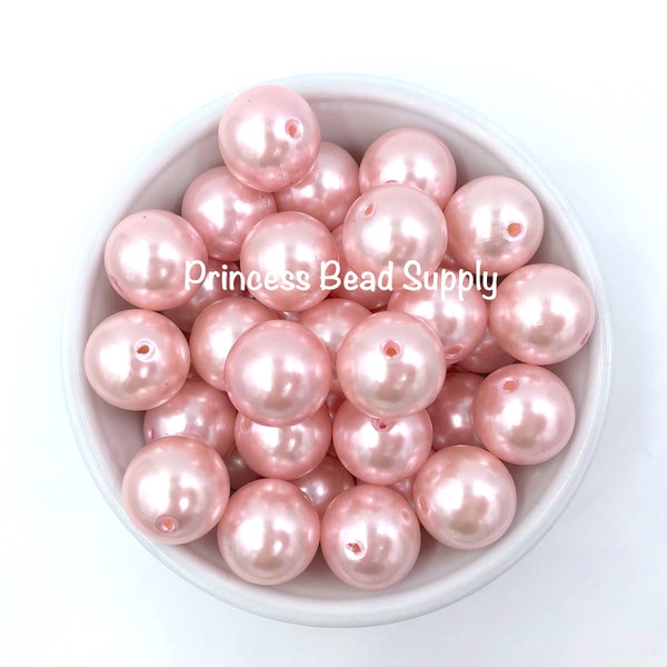 20mm Baby Pink Pearl Chunky Beads Set of 10,  Baby Pink Pearl Bubble Gum Beads, 20mm Pearls, Faux Pearl Beads, Acrylic Beads