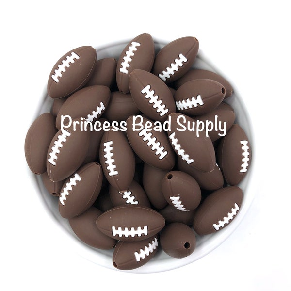 Football Silicone Focal Beads, Brown Football Silicone Beads, Silicone Football Beads, Silicone Beads, Silicone Beads, Wholesale Beads