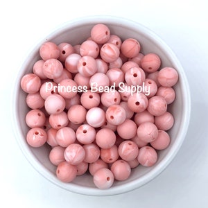 12mm Marble Strawberry Ice Silicone Beads
