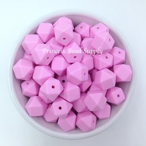 14mm Light Pink Mini Hexagon Silicone Beads, Mini Hexagon Silicone Beads,   Silicone Beads, ,