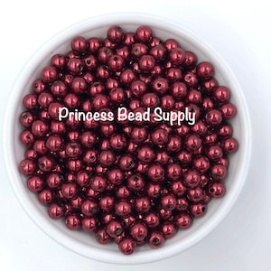 8mm Maroon Pearl Beads, 8mm Pearls,  8mm Faux Maroon Pearls, 8mm Maroon Pearls, 8mm Beads, Small Beads, Mini Beads, Acrylic Beads,
