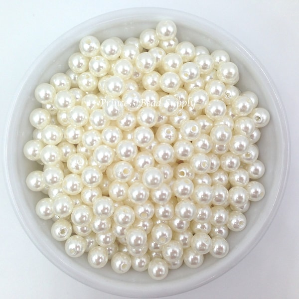 8mm Ivory Pearl Beads, 100 Ivory Pearls, 8mm Ivory Pearls, 8mm Spacer Beads, Chunky Bubble Gum Beads