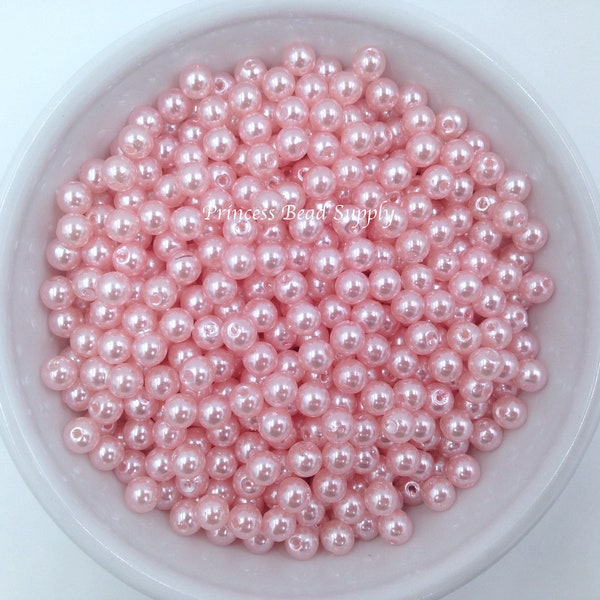 6mm Baby Pink Pearl Beads,  6mm Pink Pearl Spacer Beads, 6mm Pink Pearls, 6mm Spacer Beads, Chunky Bubble Gum Beads