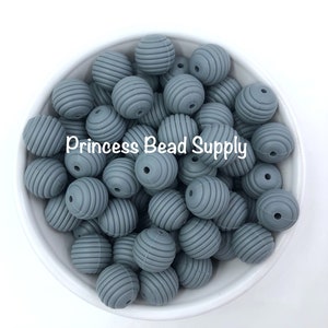 15mm Gray Silicone Beehive Beads, 15mm Beehive Silicone Beads, Silicone Beads, Silicone Beads Wholesale