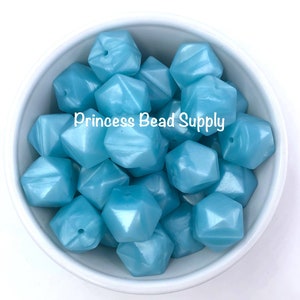 17mm Metallic Island Blue Hexagon Silicone Beads,   Silicone Beads  , Silicone Loose Beads,