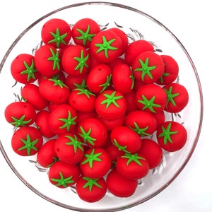 Red Tomato Silicone Focal Beads,  Red Tomato Shaped Silicone Beads,  Silicone Beads,  Silicone Loose Beads, Wholesale Silicone