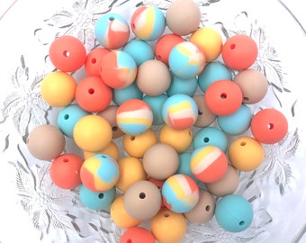 Desert Summer Tie Dye Silicone Bead Mix