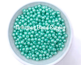 Mint Green Buttons 5 Green Pearls Surrounded wsparkling Rhinestones DIY CRAFT SHOPPE Green Pearl Cabochons 21mm Pearl Buttons -