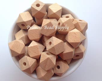 20mm Natural BEECH Wood Hexagon Beads