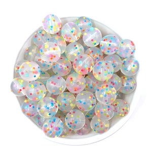 Perles en silicone confettis, Perles en silicone confettis 15 mm, Perles en silicone multicolores, Perles en silicone scintillantes, Perles en silicone