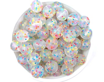 Confetti Silicone Beads, 15mm Confetti Silicone Beads, Multi-Colored Silicone Beads, Glitter Silicone Beads, Silicone Beads
