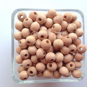 10mm Natural BEECH Wood Round Beads,  Beech Wood Beads, Natural Unfinished Wood Beads,  Natural Wooden Beads