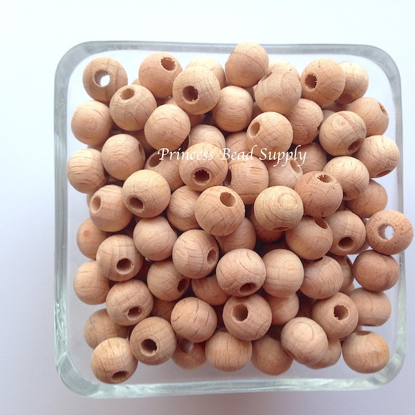 10mm Natural BEECH Wood Round Beads,  Beech Wood Beads, Natural Unfinished Wood Beads,  Natural Wooden Beads