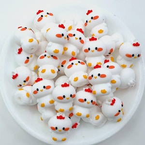 Chicken 3D Silicone Focal Beads, Silicone Beads,  3D Silicone Beads