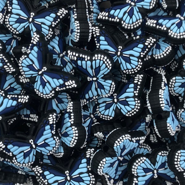 Blue Butterfly Silicone Focal Beads,  Butterfly Shaped Silicone Beads Beads, Buttefly Focal Silicone Beads, Silicone Beads