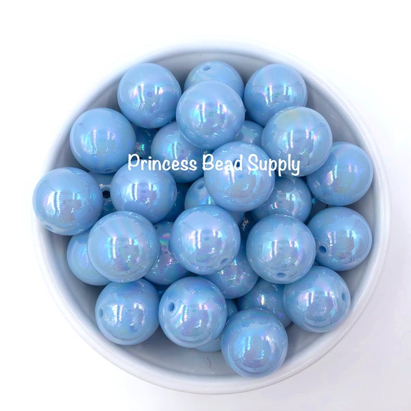 20mm Light Blue AB Solid Chunky Beads,  20mm Light Blue AB  Solid Beads,  Shimmer Beads, 20mm Bubble Gum Beads, Gumball Beads, Acrylic Beads