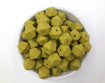 14mm Pistachio Green Mini Hexagon Silicone Beads