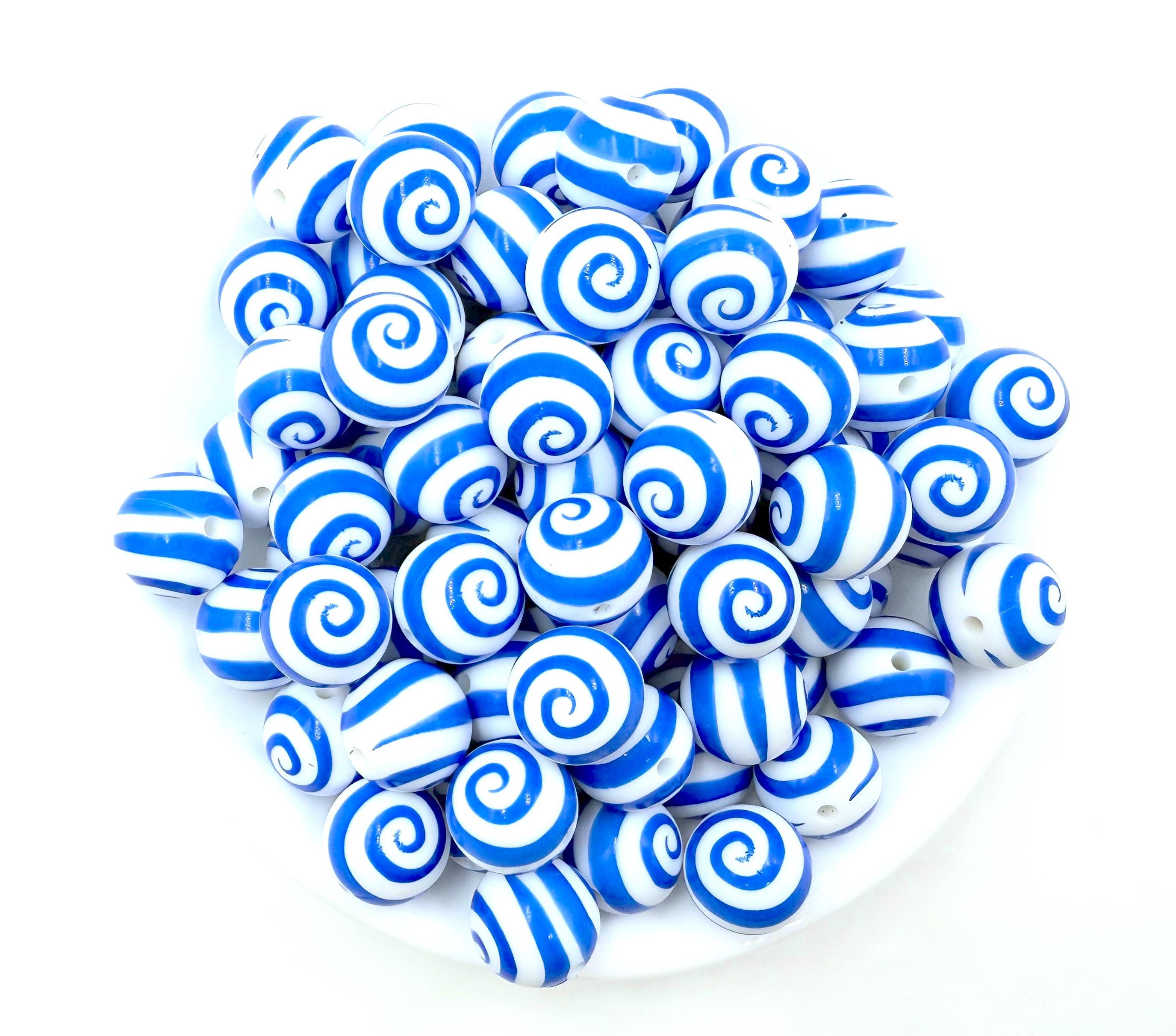 15mm Blue Swirl Silicone Beads,   Swirl Silicone Beads, Silicone Beads