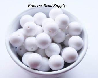 20mm White Solid Chunky Acrylic Beads