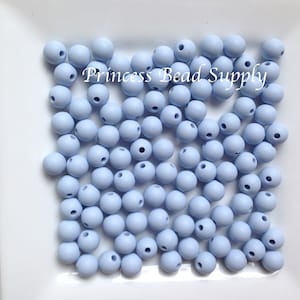 9mm Baby Blue Silicone Beads