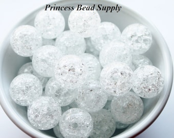 20mm White Crackle Chunky Beads