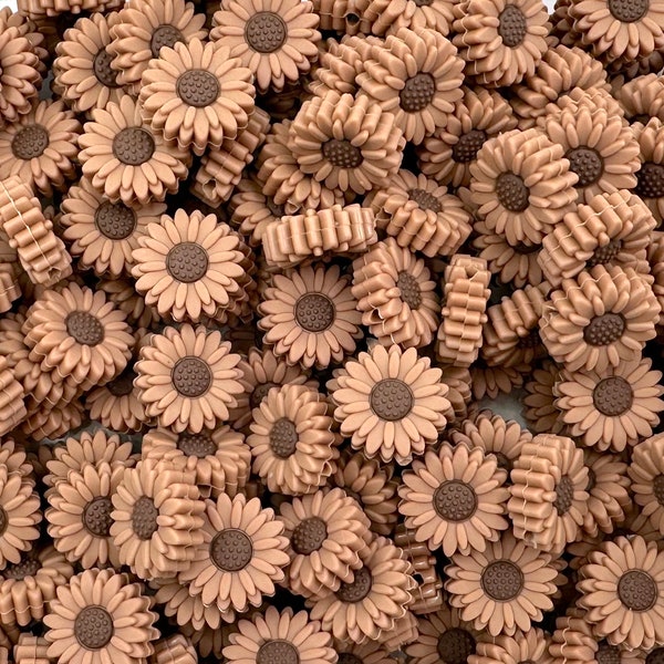 19mm Caramel Brown Daisy Silicone Focal Beads, Daisy Silicone Beads, 20mm Daisy Beads,  Flower Silicone  Beads,  Sunflower Silicone Beads