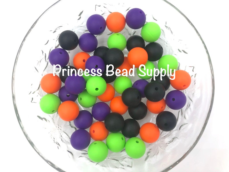 Orange Green Halloween Silicone Beads Purple /& Black Mix Silicone Beads 50 or 100 BULK Round Silicone Beads Silicone Beads