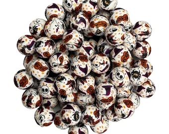 15mm Halloween Print Silicone Beads