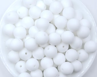 15mm White Silicone Beads