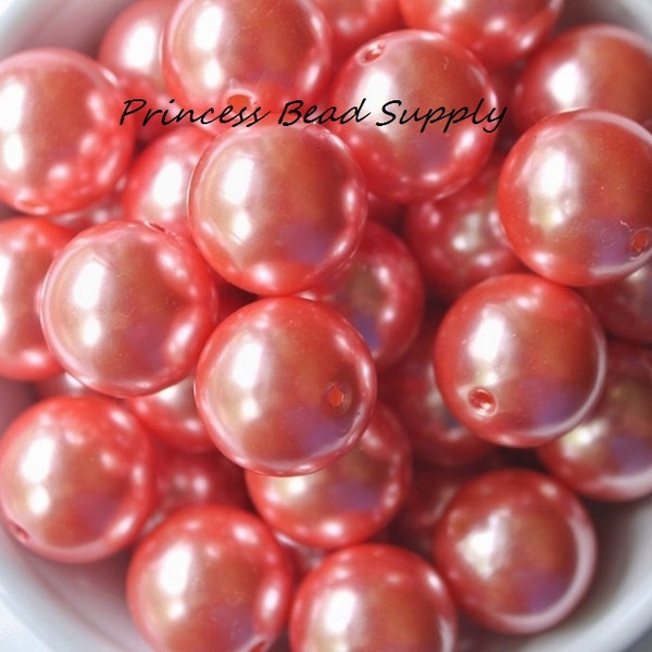 20mm Coral Pearl Chunky Beads Set of 10,  Coral Pearl Beads, Bubble Gum Beads, Gumball Beads, Acrylic Beads