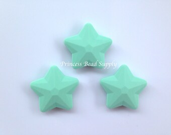 45mm Mint Star Silicone Beads