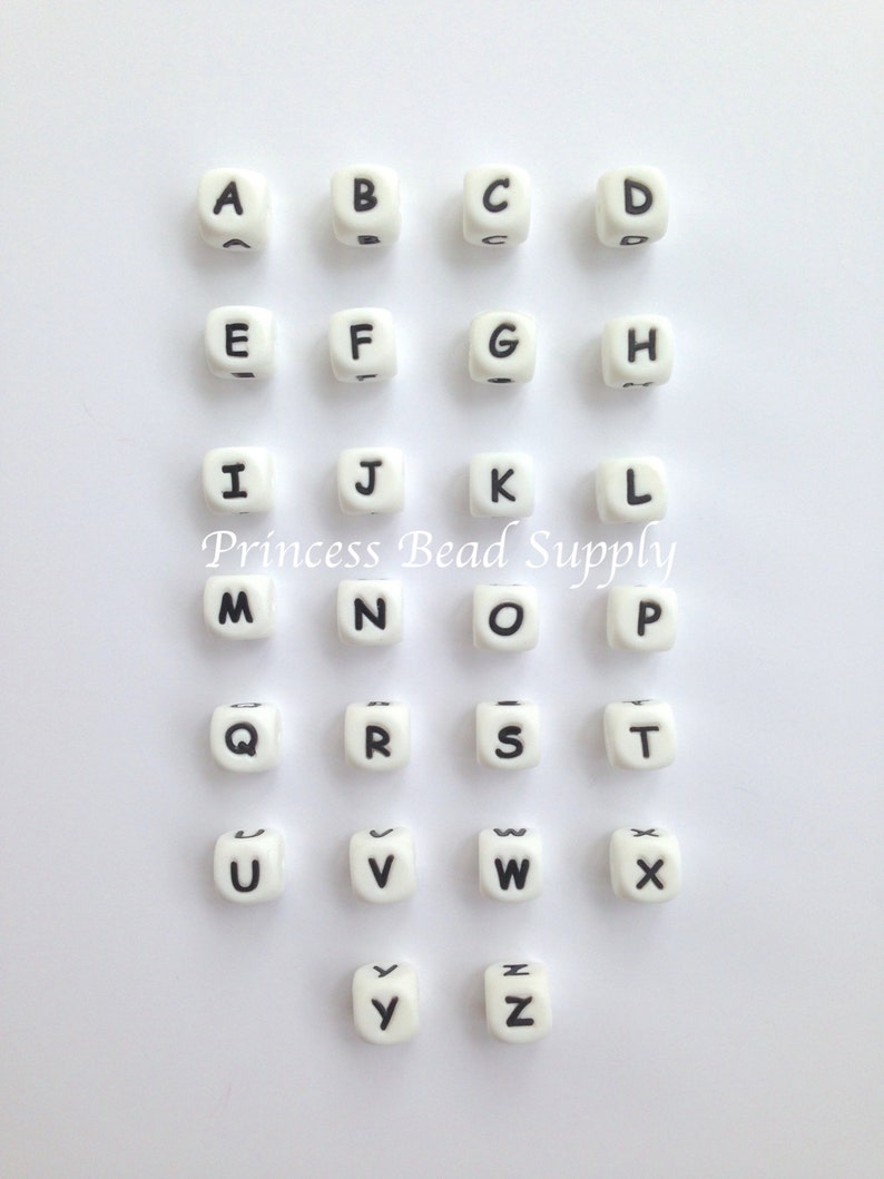 12mm Silicone Alphabet Beads, Silicone Letter Beads, 100% Food Grade Silicone Beads, BPA Free Beads, image 2