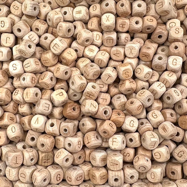 CLOSEOUT-- 50 or 100 12mm Large Beech Wood Letter Beads--Random Assortment--Some letters out of stock!