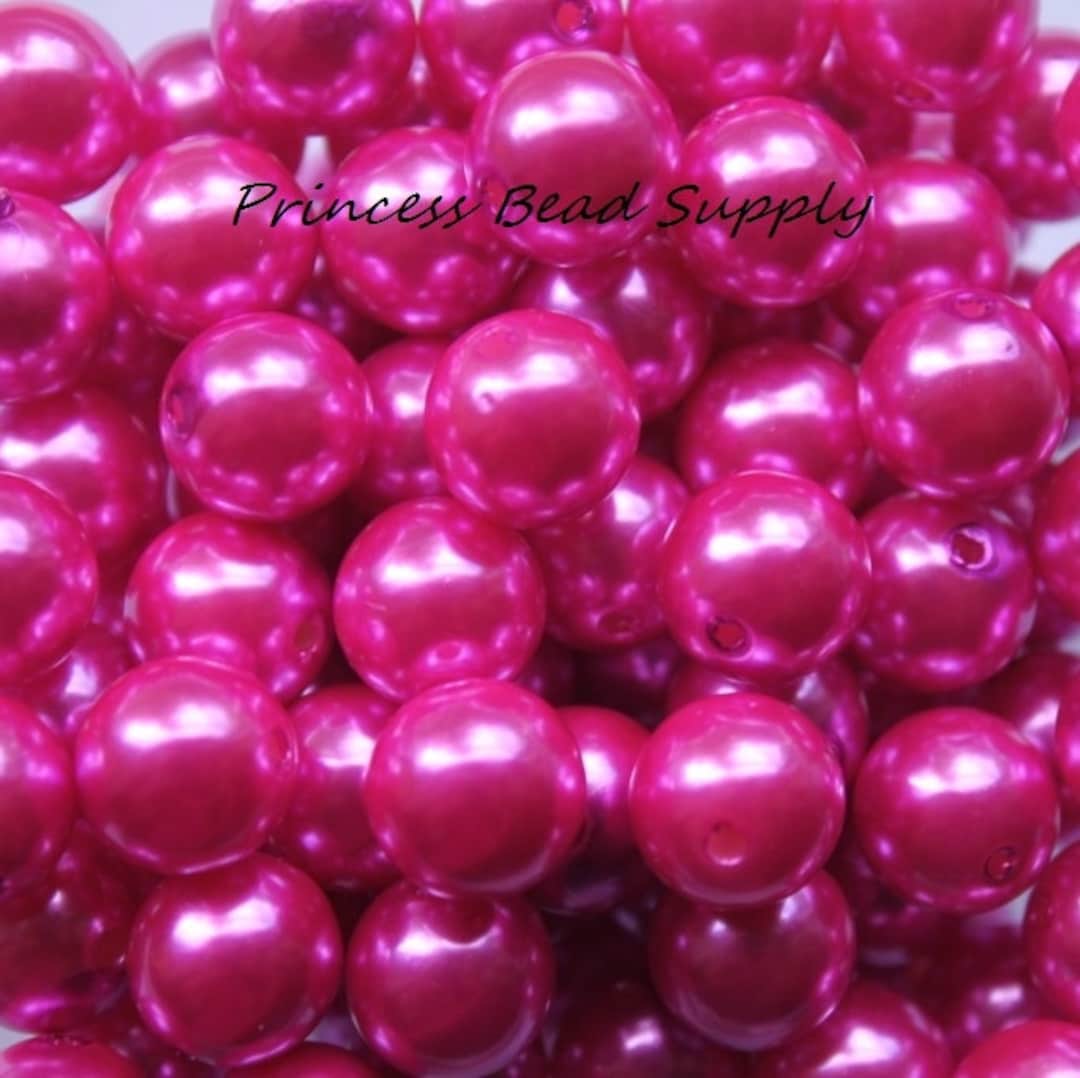 Neon Pink German Resin Rock Round Beads, 12mm, 10 Beads