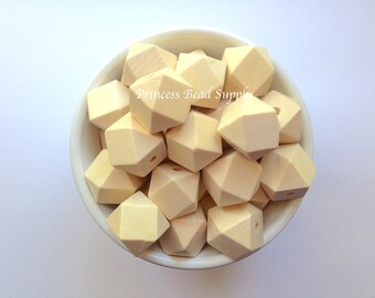 20mm Natural Wood Hexagon Beads,  Wood Hexagon Beads, Natural Unfinished Wood Beads,  Natural Wooden Beads