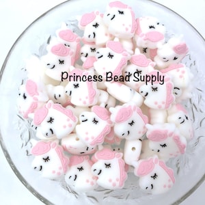 Cuentas focales de silicona de unicornio rosa